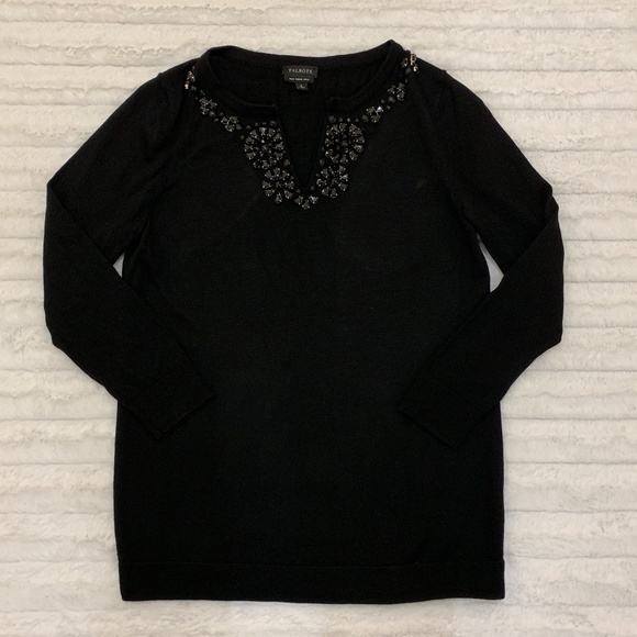 Talbots Merino Wool Jeweled‎ Neck Sweater - Picture 1 of 7